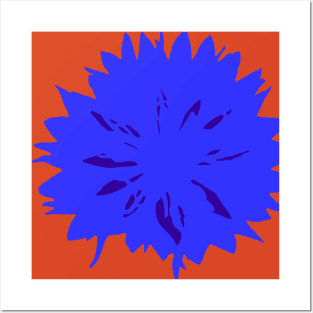 Cornflower Royal Blue Flower Abstract Posters and Art